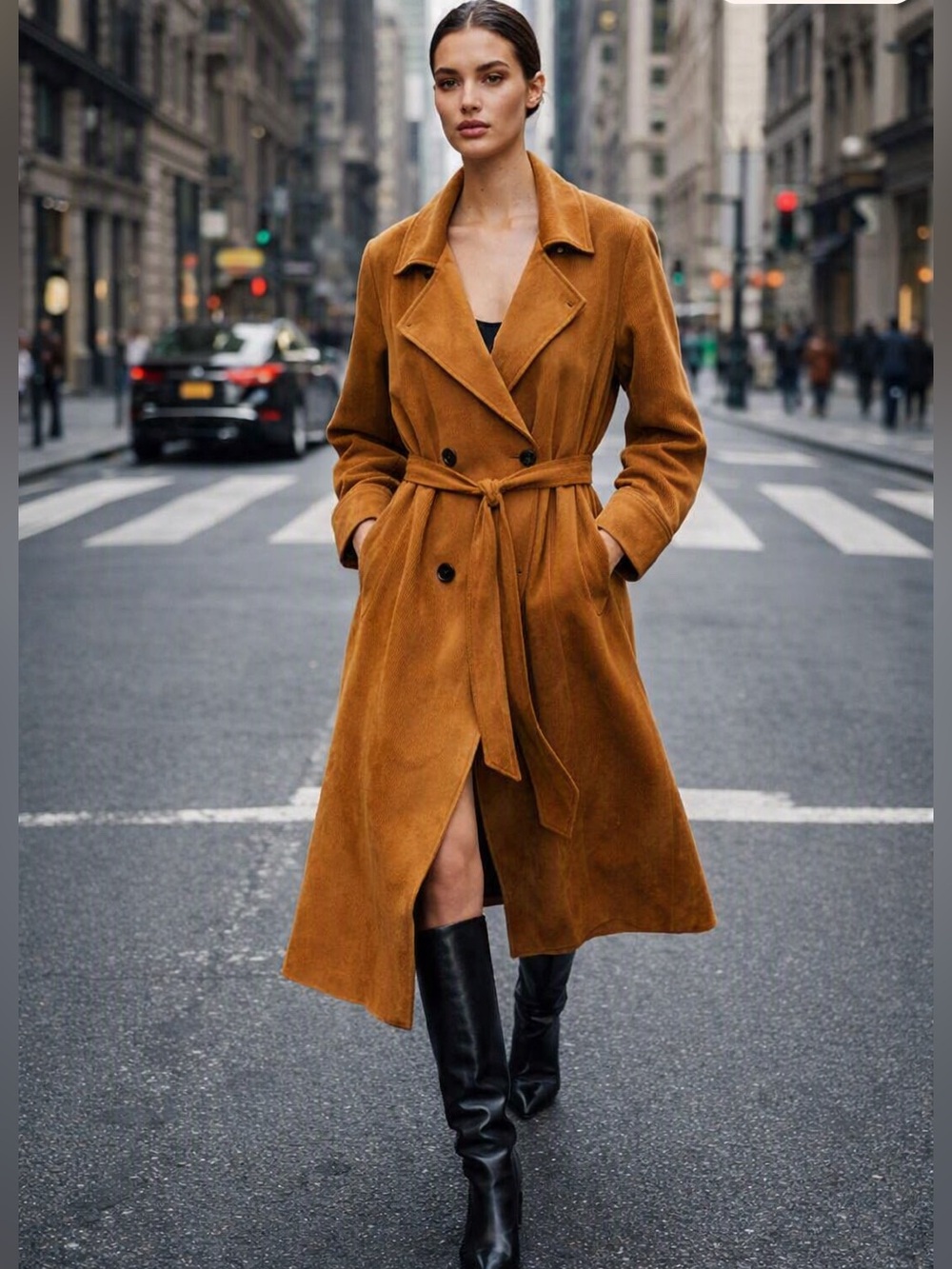 Faux suede camel trench coat M Quiet Luxury Coastal Cowgirl Y2K Boho Cottagecore